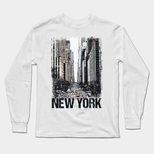 New York City Streets Vintage Travel Poster Series grunge edition 01 Long Sleeve T-Shirt